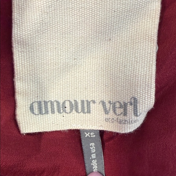 Amour Vert Emily Button Front Silk Mini Dress Cabernet - Picture 10 of 10